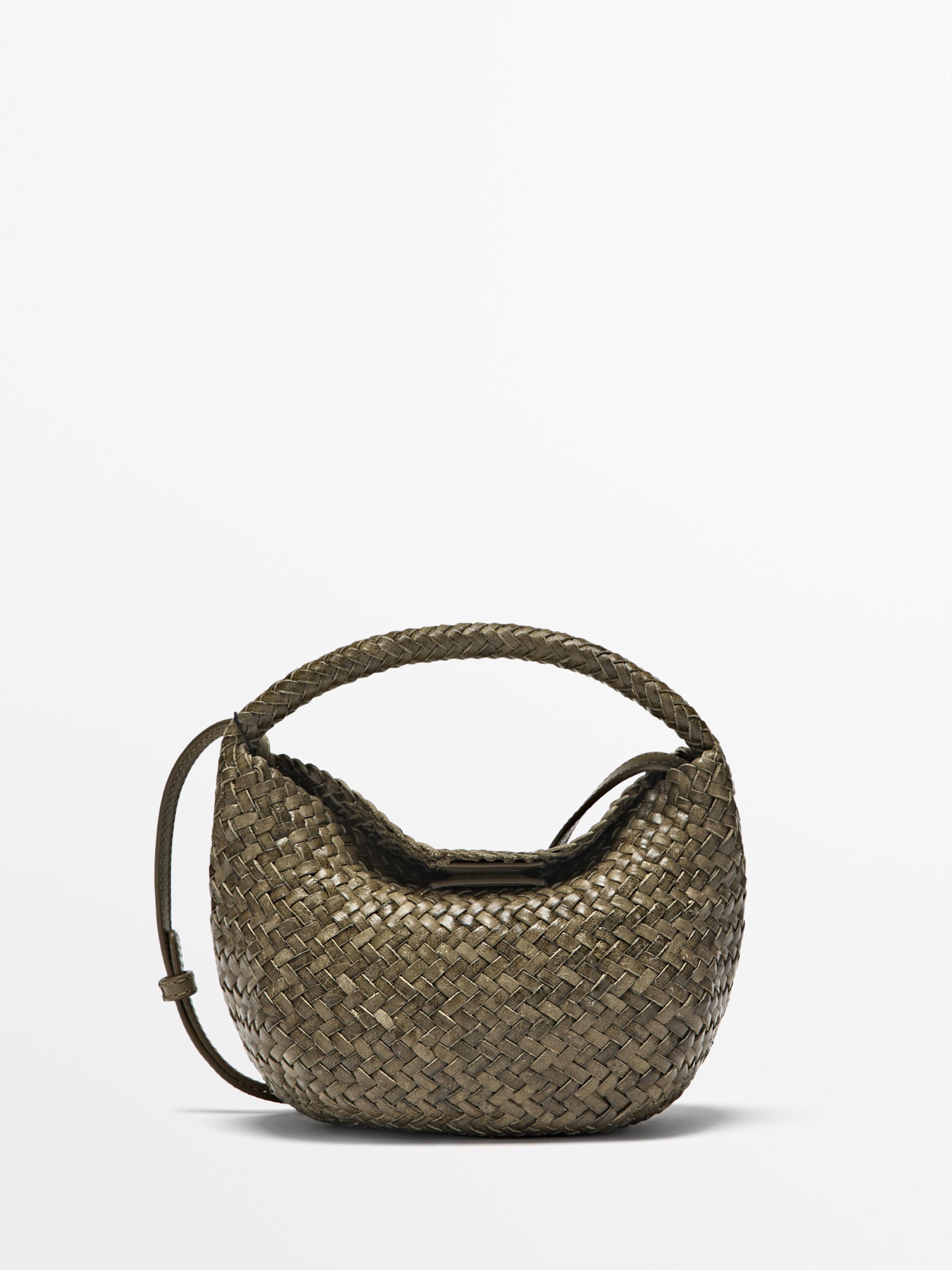 Mini sac tressé cuir nappa